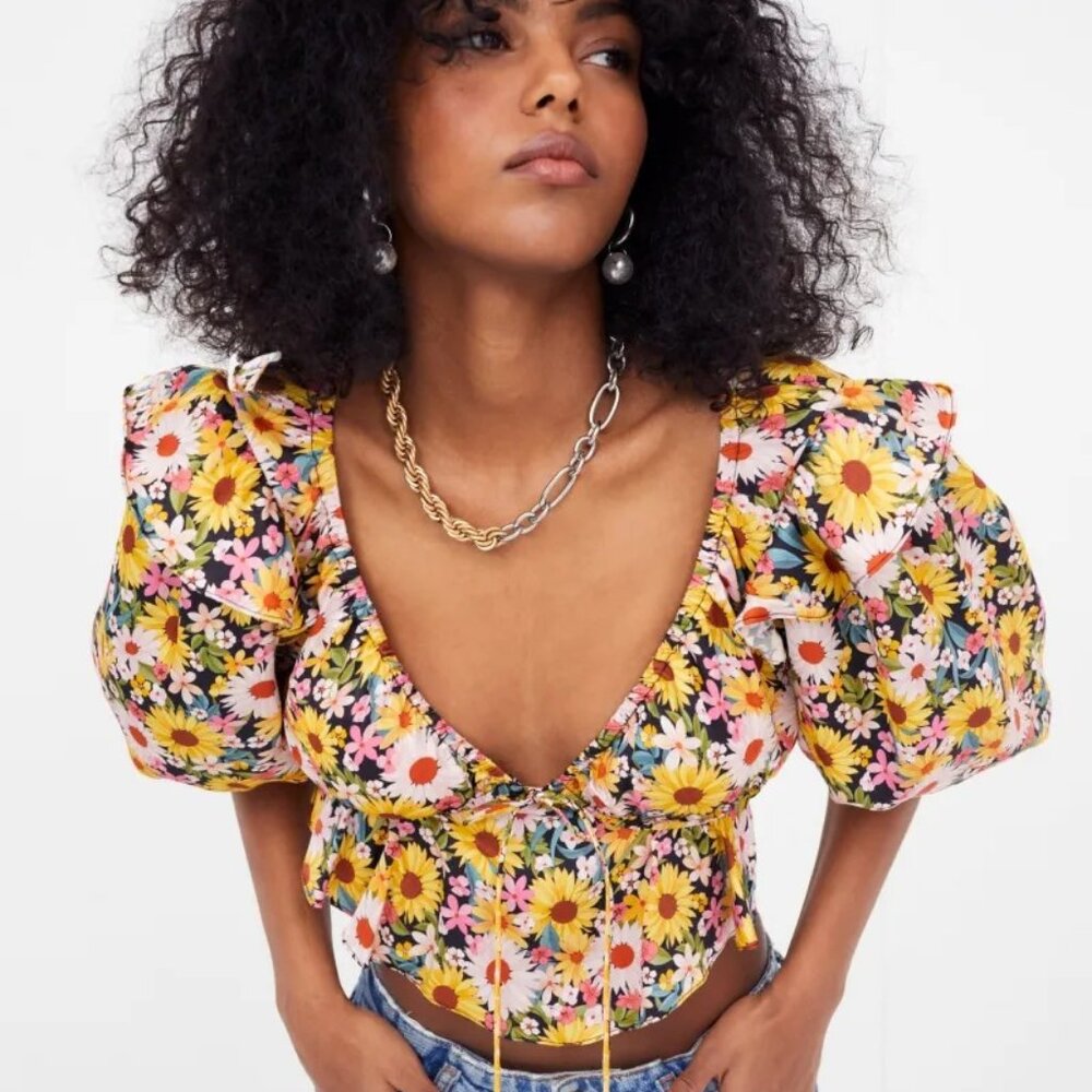 For Love And Lemons Glenn Crop Top Size Small NWT